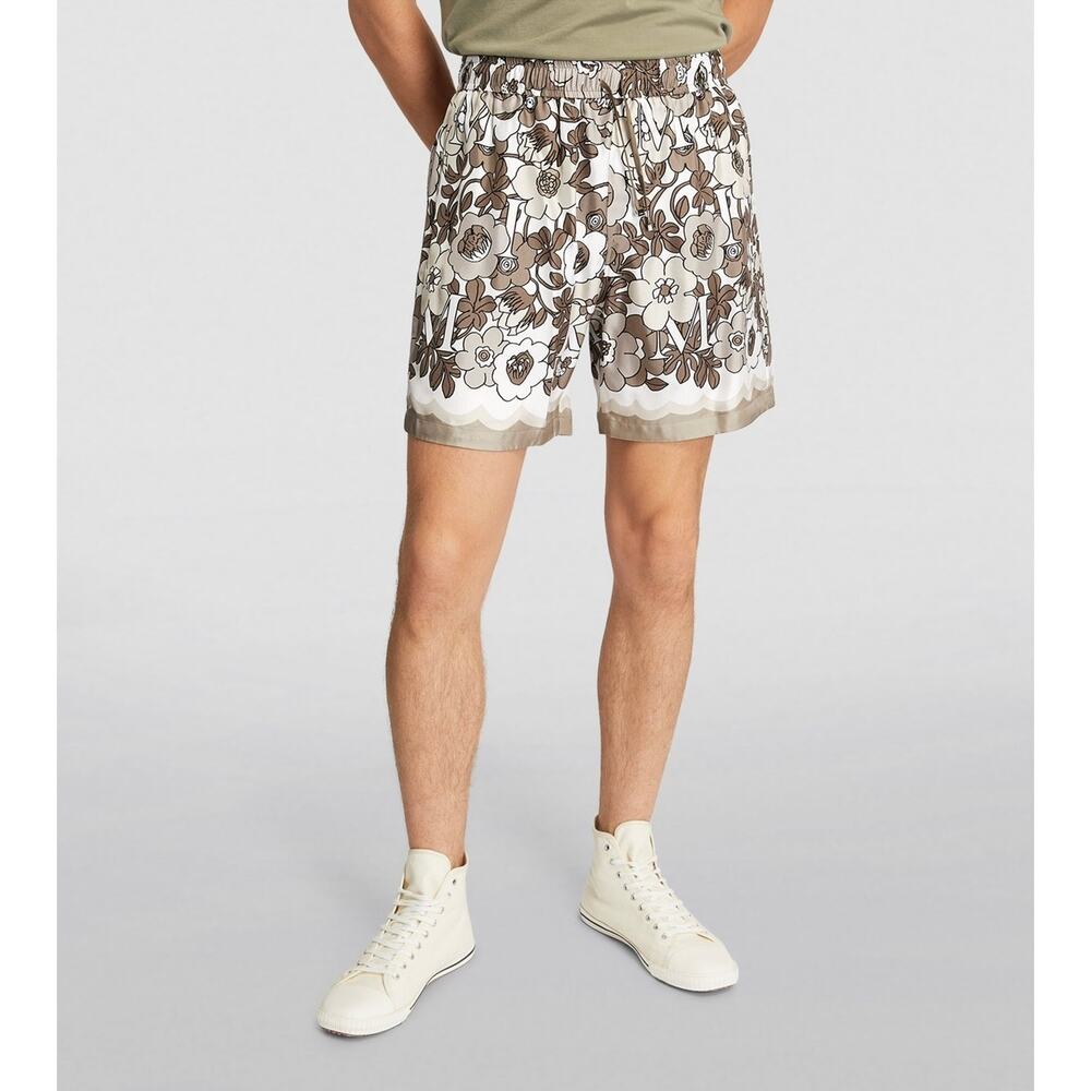 Amiri Shitake Flower‎ Print Men's Bermuda Silk Shorts Size Small NWT
